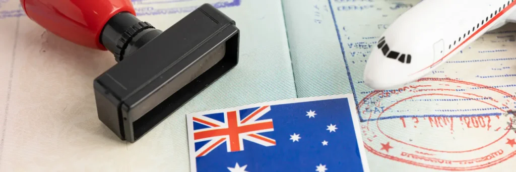 A passport with an Australian visa stamp